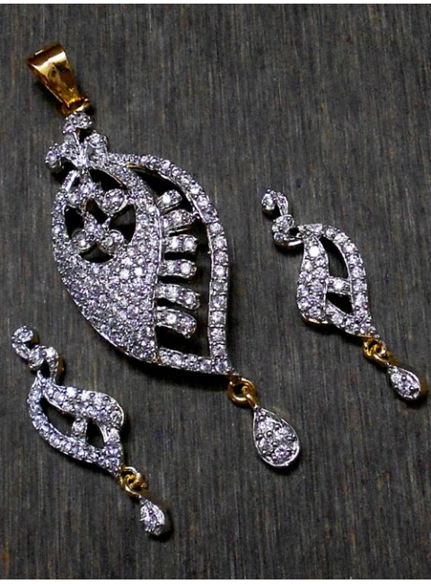 CZ Pendant With Earrings